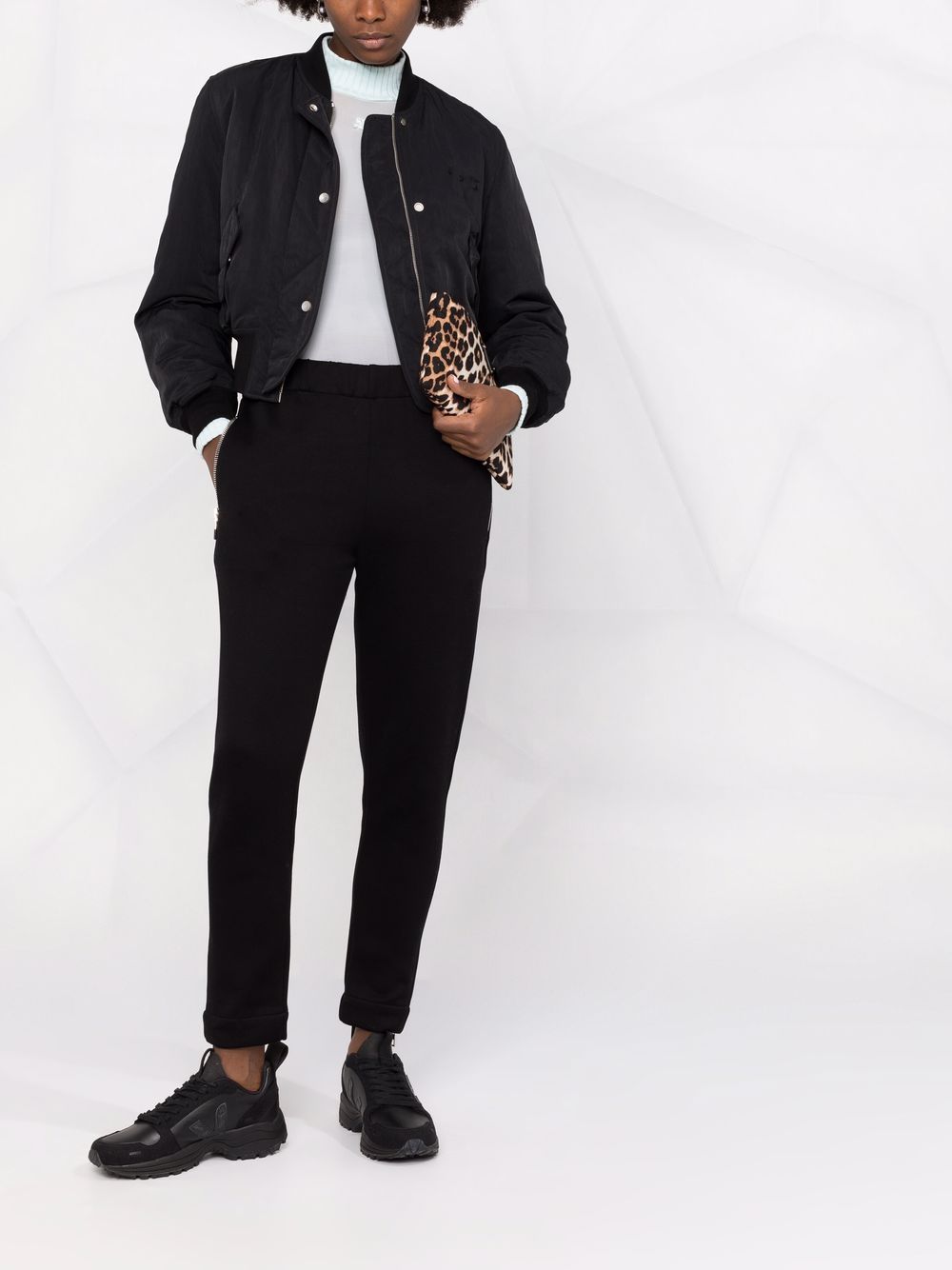 BLACK COTTON BLEND TROUSERS