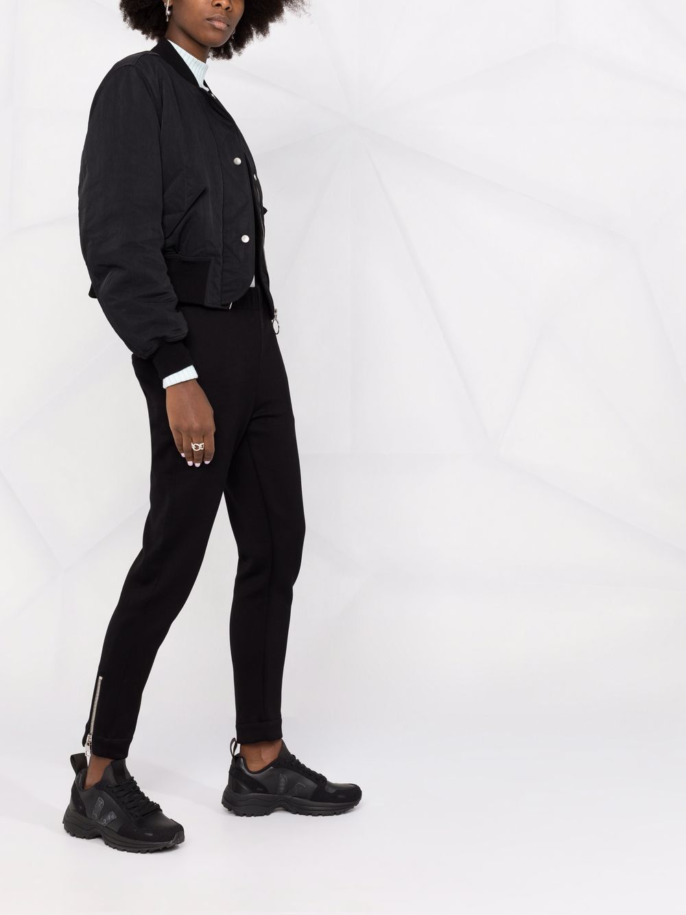 BLACK COTTON BLEND TROUSERS
