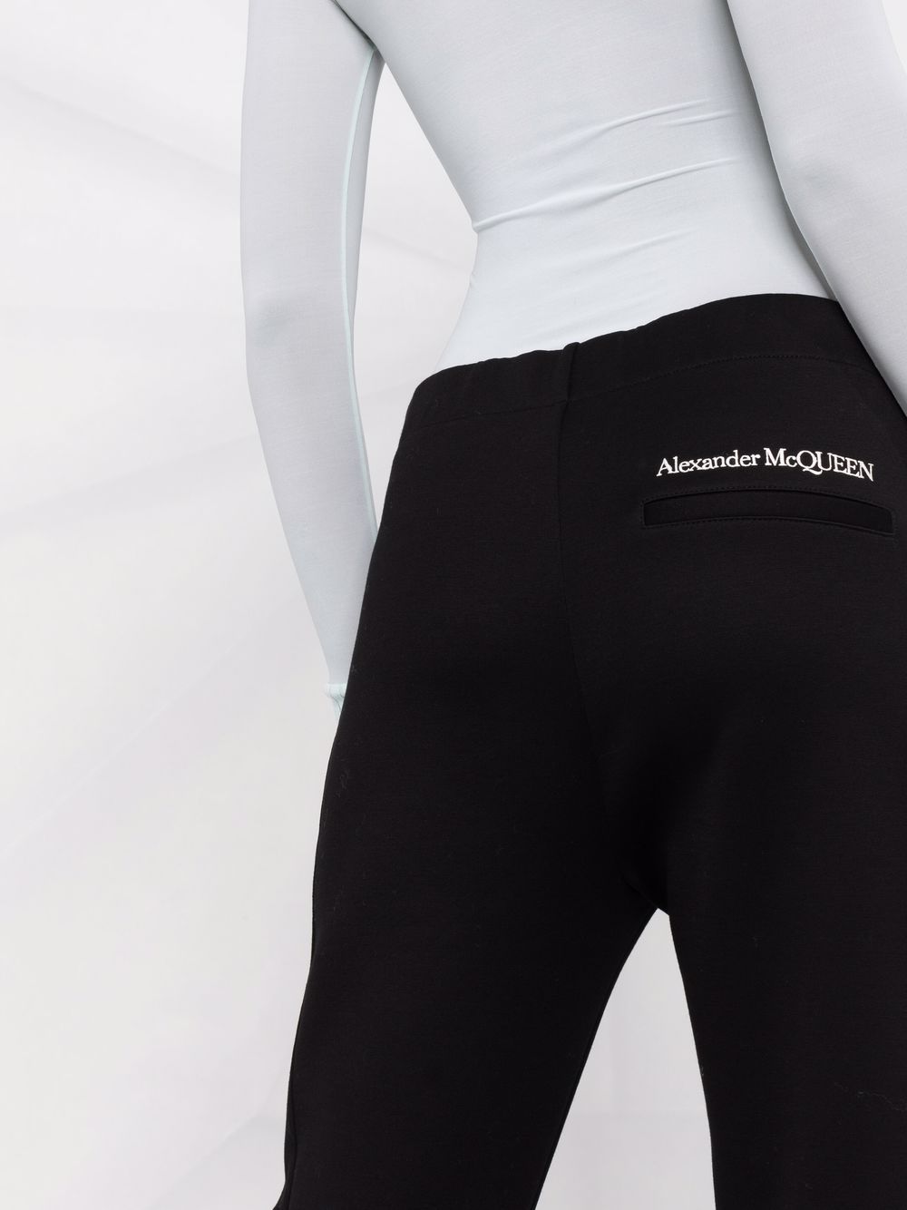BLACK COTTON BLEND TROUSERS