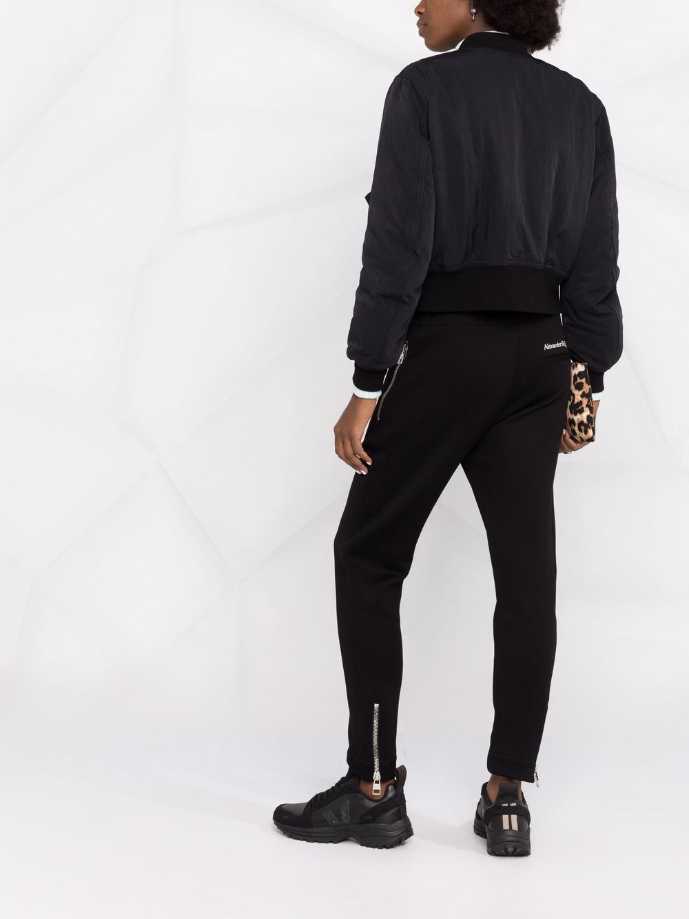 BLACK COTTON BLEND TROUSERS