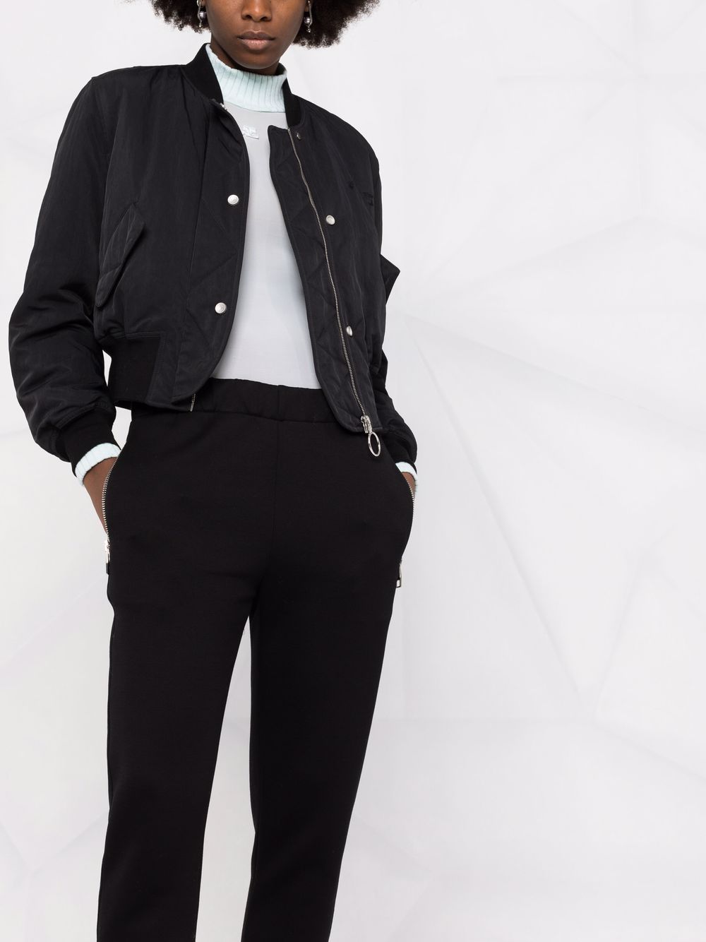 BLACK COTTON BLEND TROUSERS