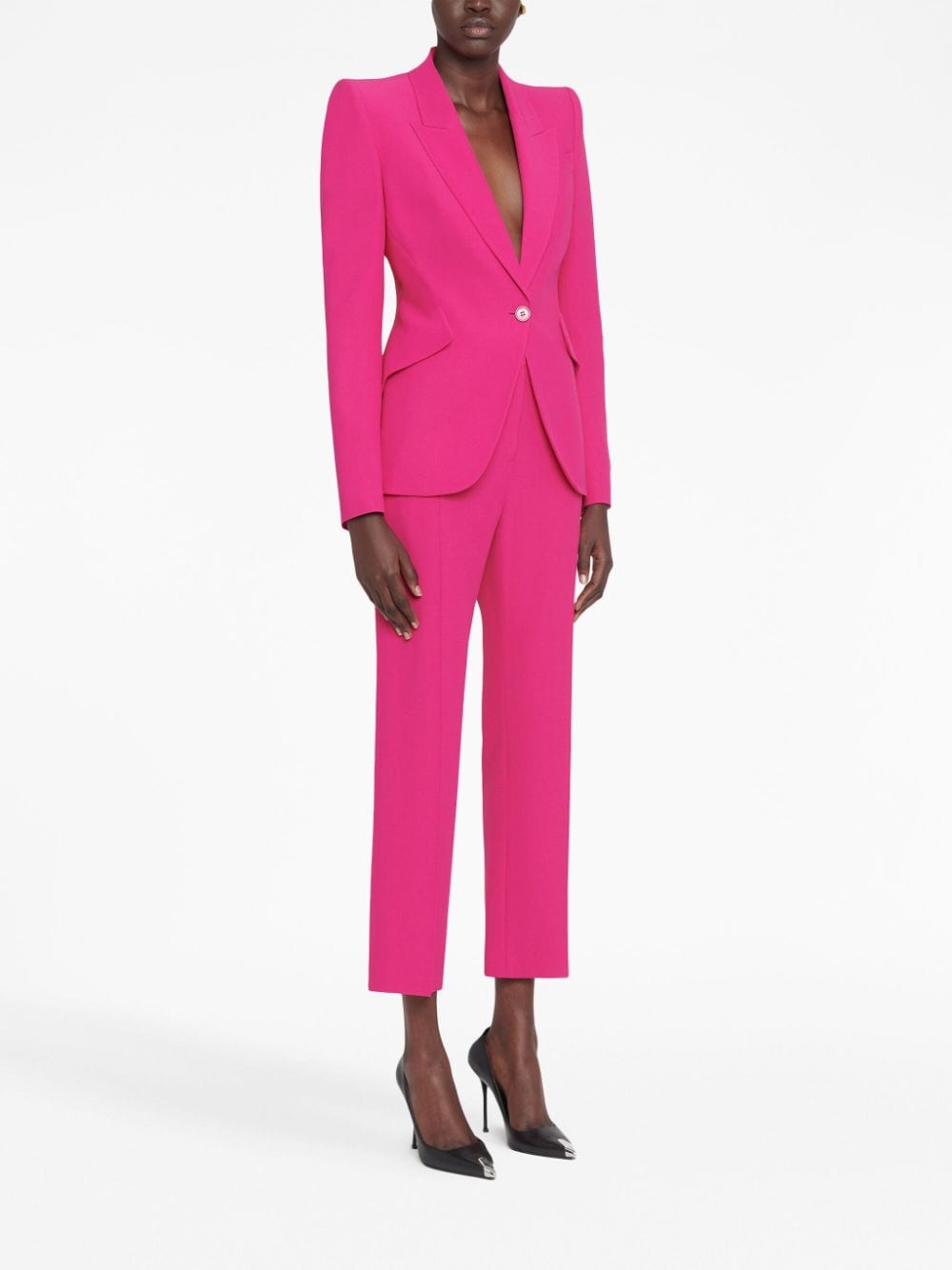 PINK VISCOSE BLEND TROUSERS