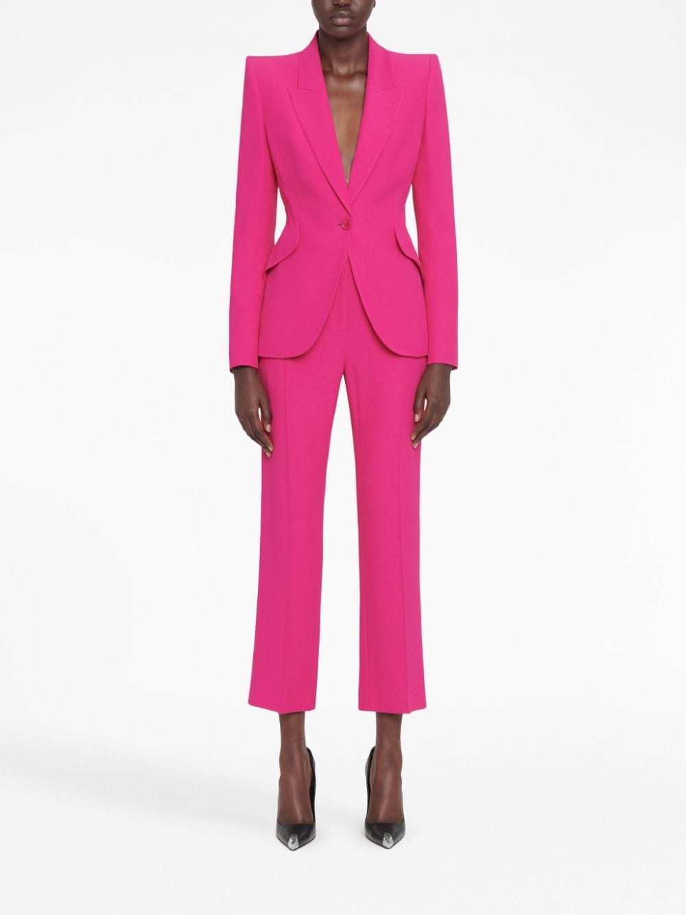 PINK VISCOSE BLEND TROUSERS