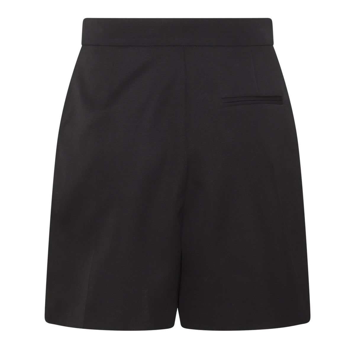 BLACK WOOL ZIPPED SHORTS