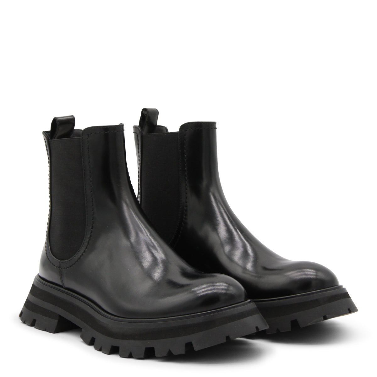 BLACK LEATHER BEATLES BOOTS