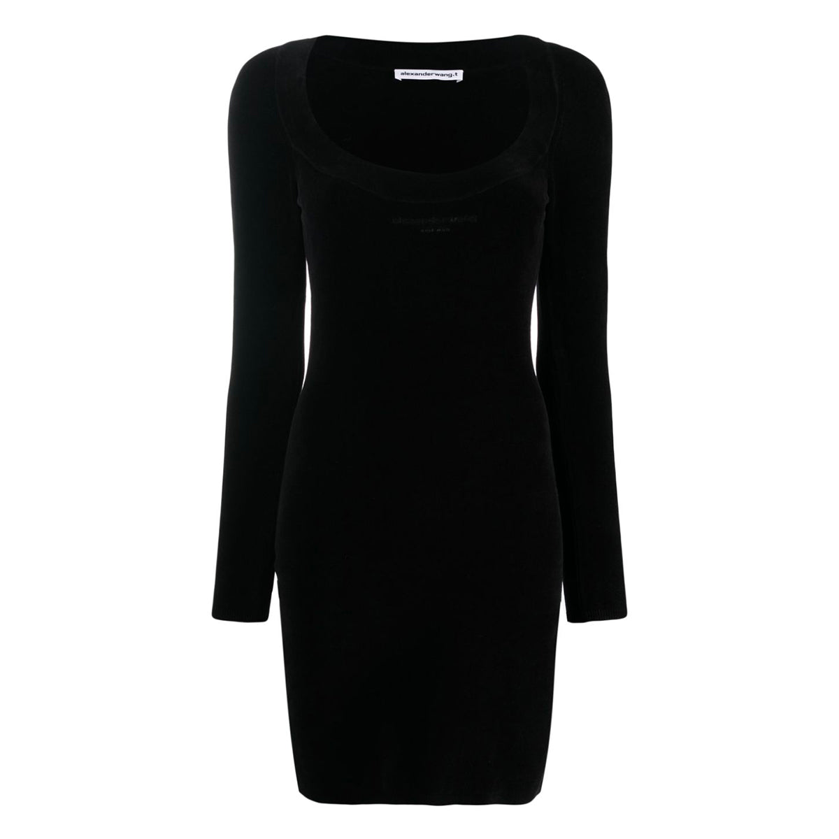 BLACK COTTON BLEND LOGO MINI DRESS