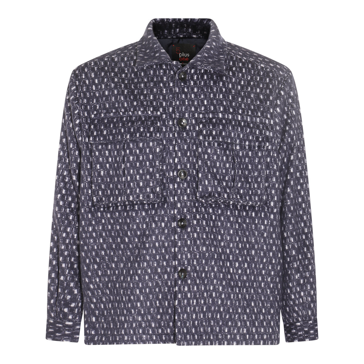 WHITE AND BLUE WOOL AND SILK BLEND SHIRT