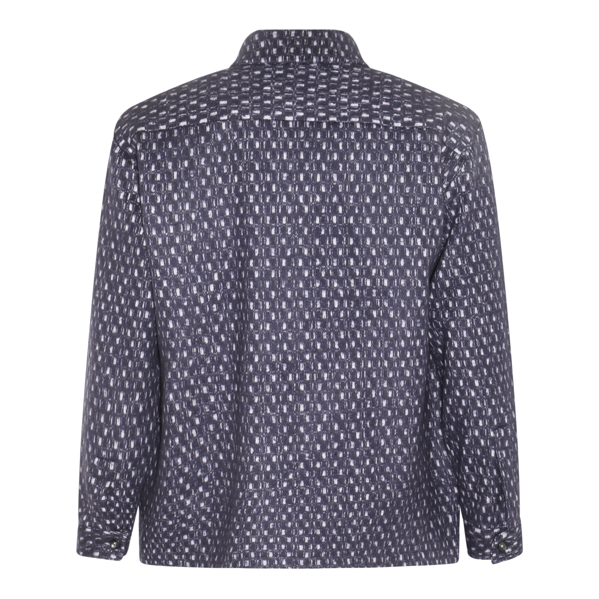 WHITE AND BLUE WOOL AND SILK BLEND SHIRT
