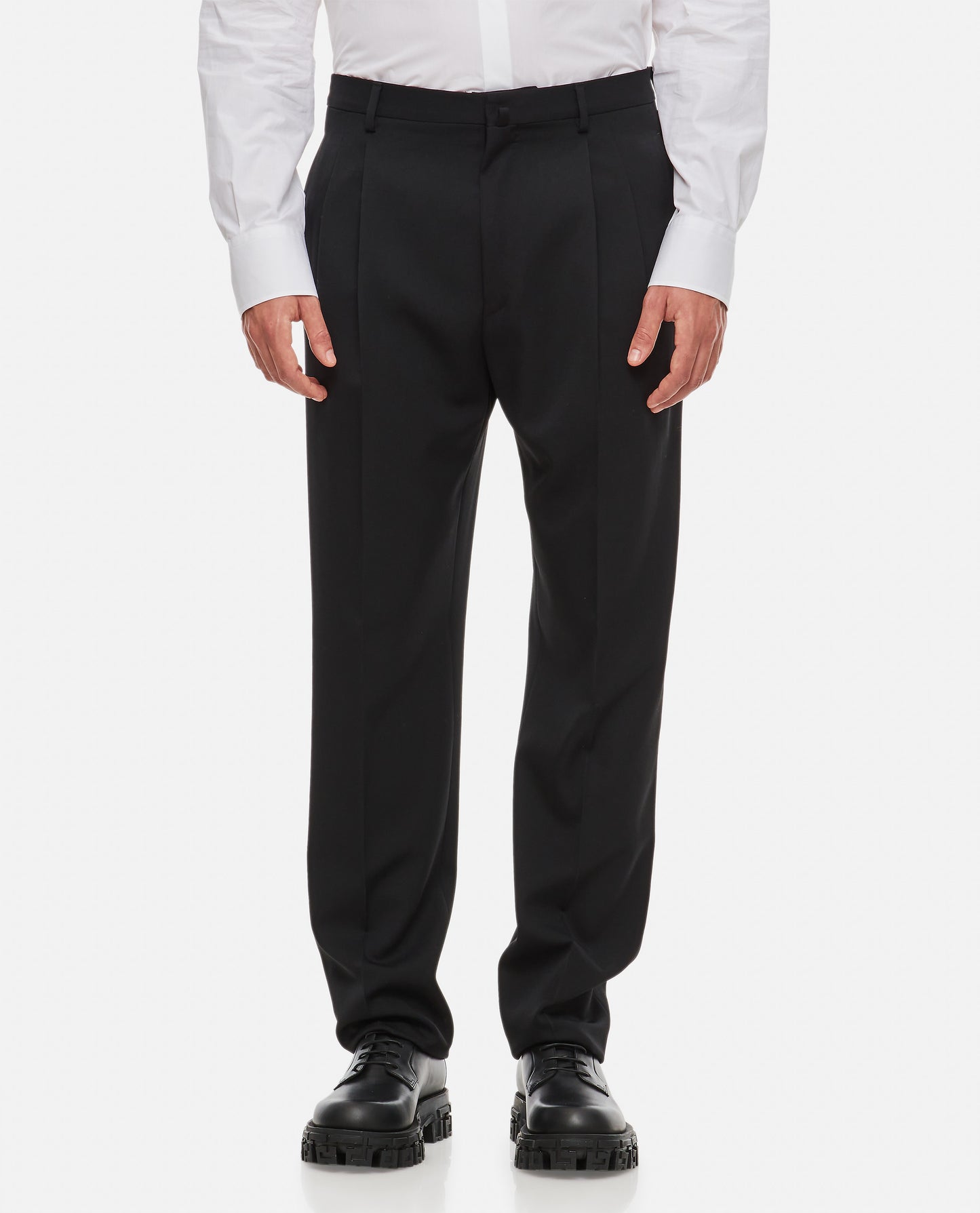 STRAIGHT LEG WOOL TROUSERS
