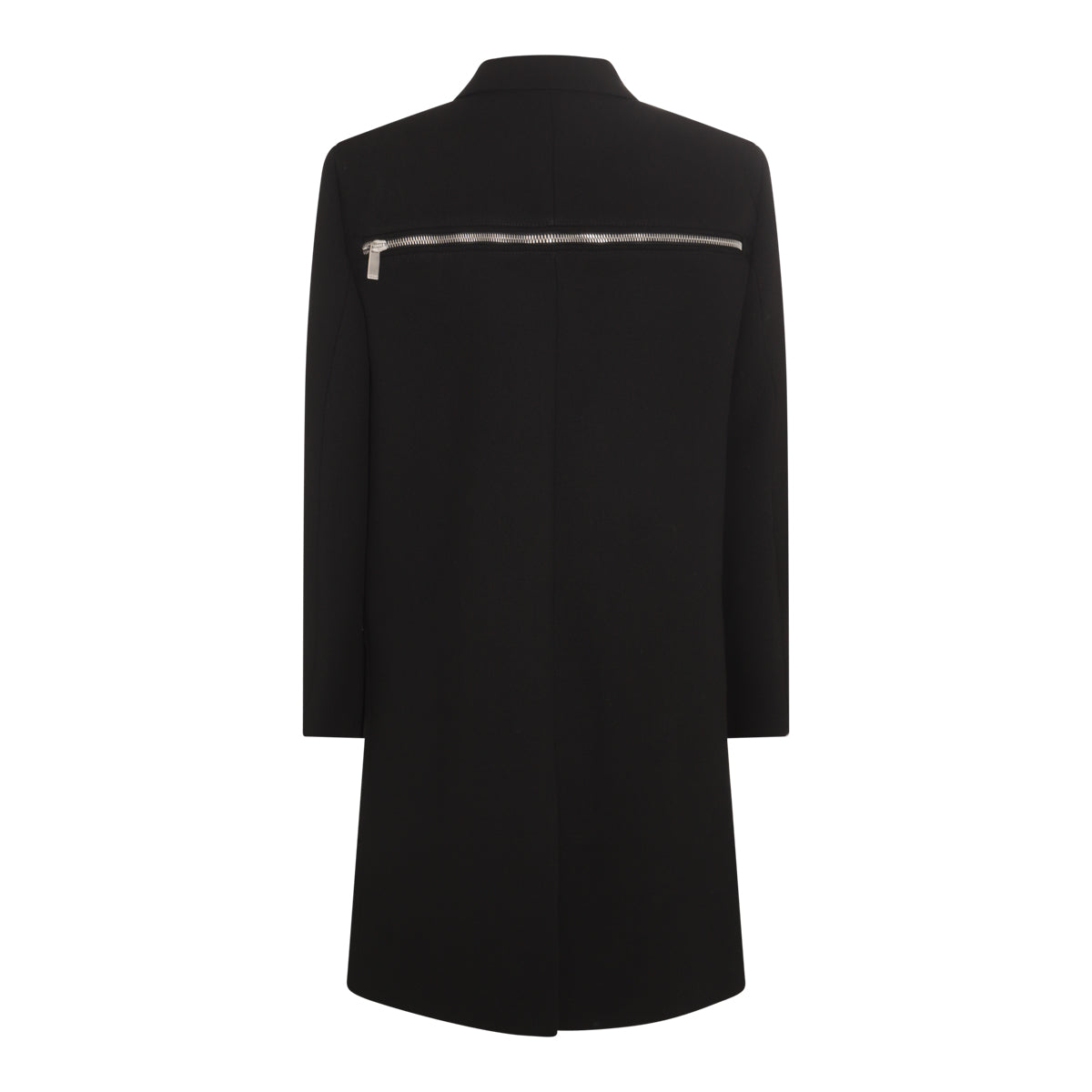 BLACK WOOL ZIP DETAIL VIRGIN COAT