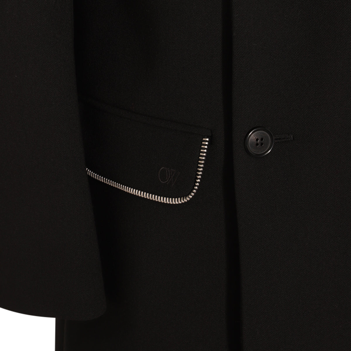 BLACK WOOL ZIP DETAIL VIRGIN COAT