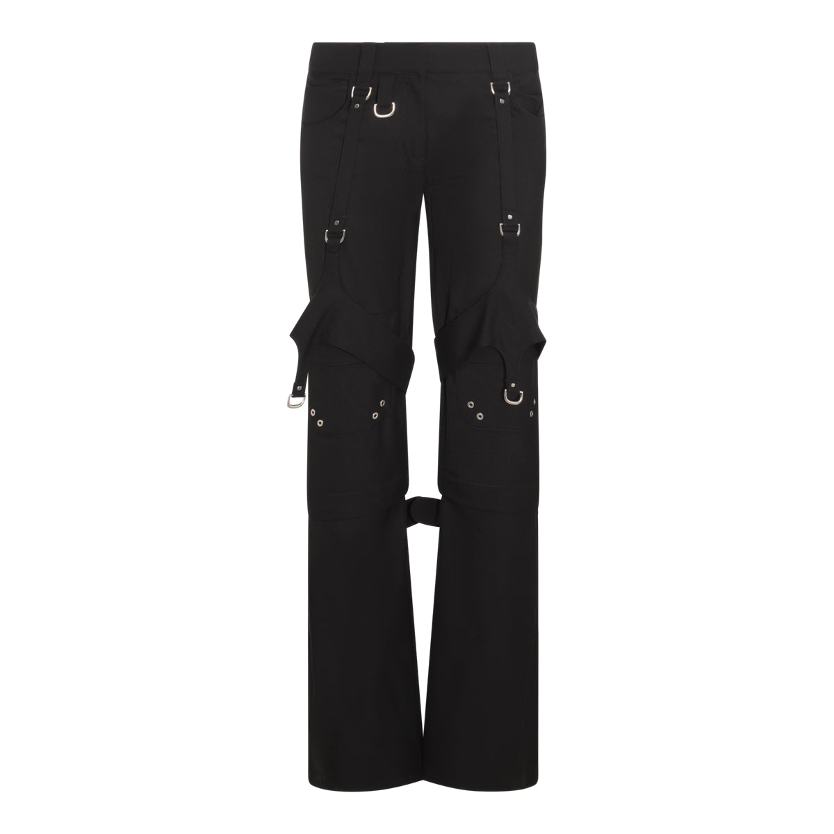 BLACK WOOL BLEND CARGO PANTS