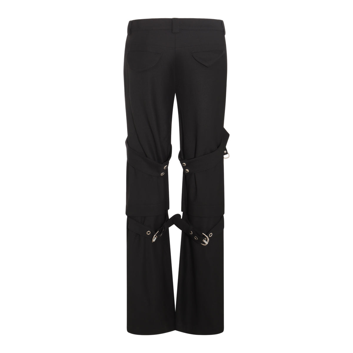 BLACK WOOL BLEND CARGO PANTS