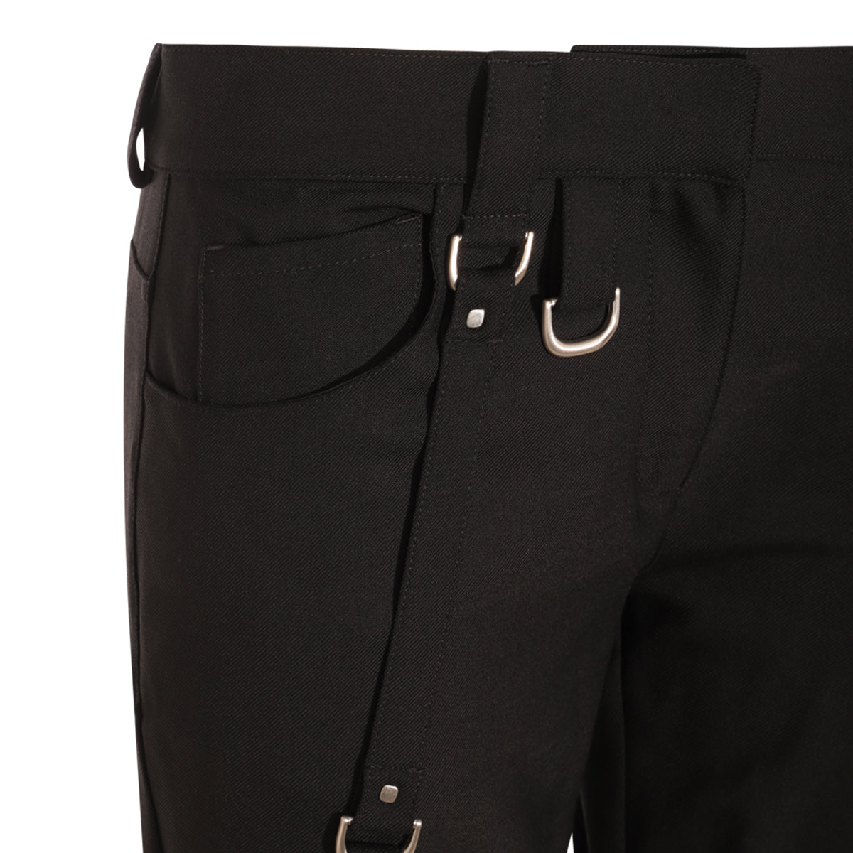 BLACK WOOL BLEND CARGO PANTS
