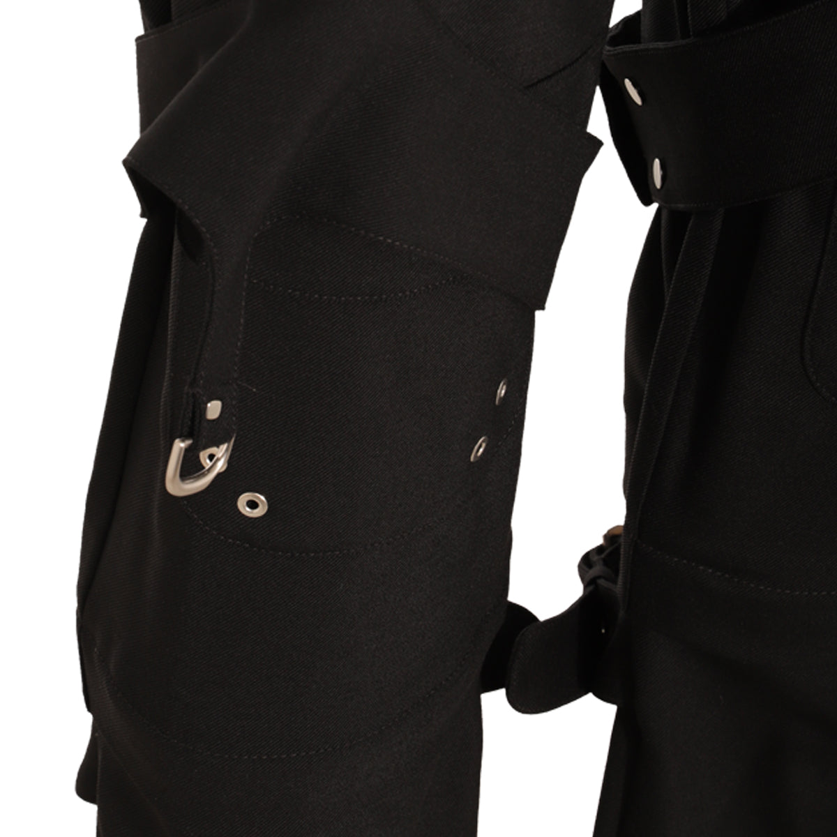 BLACK WOOL BLEND CARGO PANTS