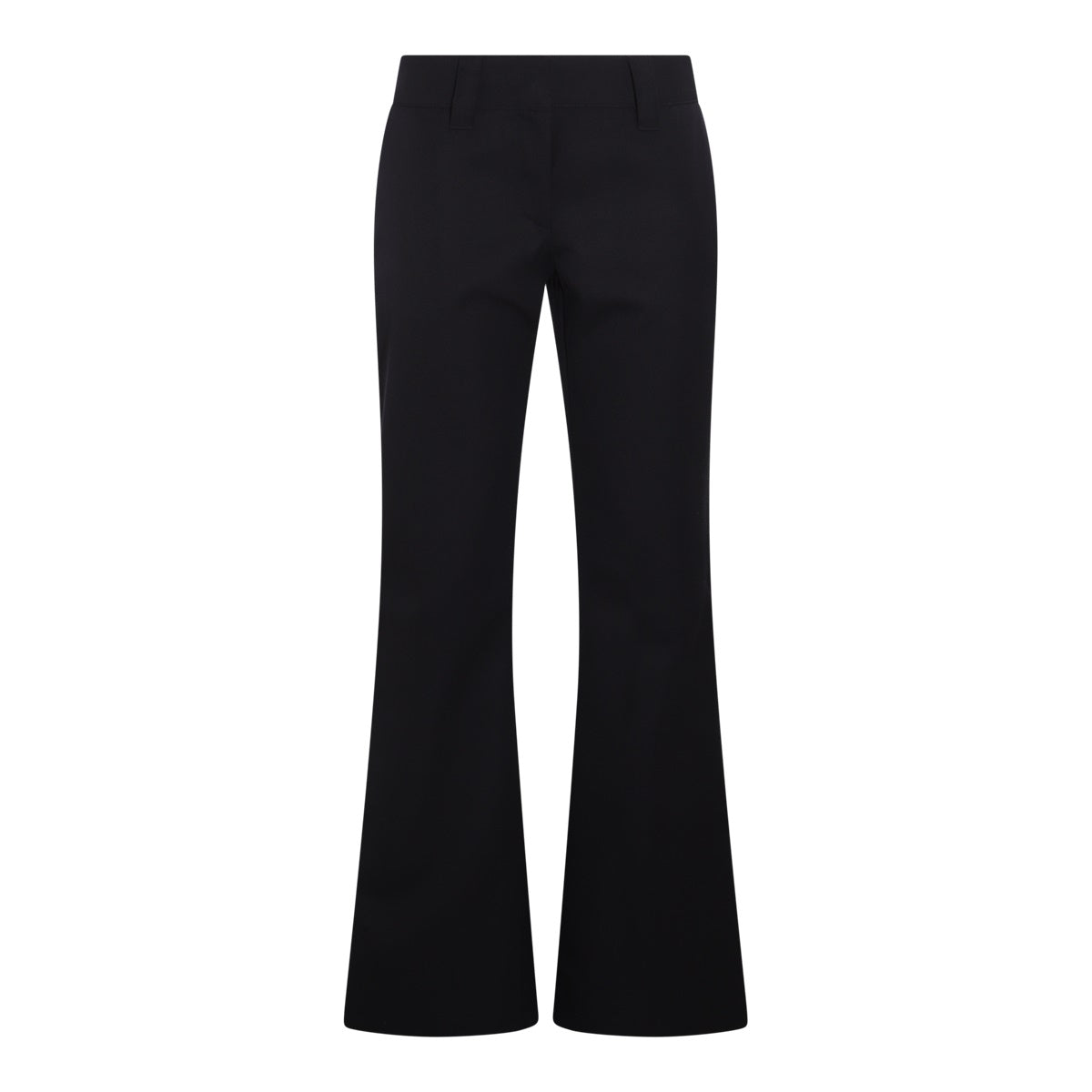 NAVY BLUE BLACK COTTON AND VIRGIN WOOL BLEND FLARED PANTS