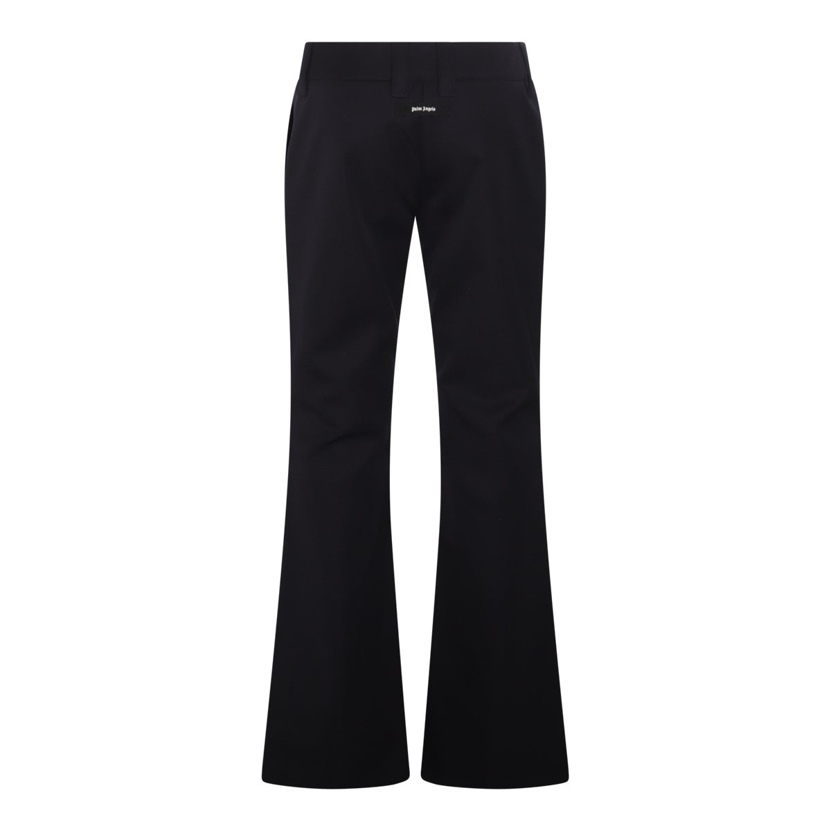 NAVY BLUE BLACK COTTON AND VIRGIN WOOL BLEND FLARED PANTS