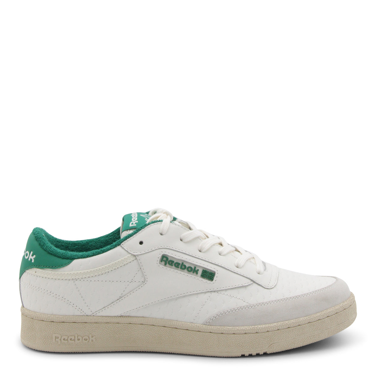 WHITE AND GREEN LEATHER SNEAKERS