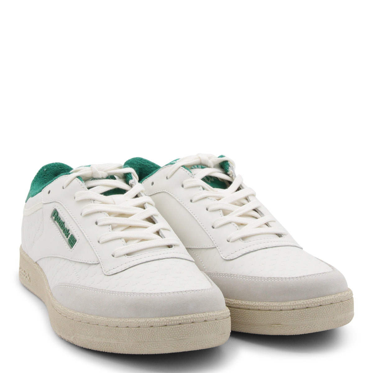 WHITE AND GREEN LEATHER SNEAKERS