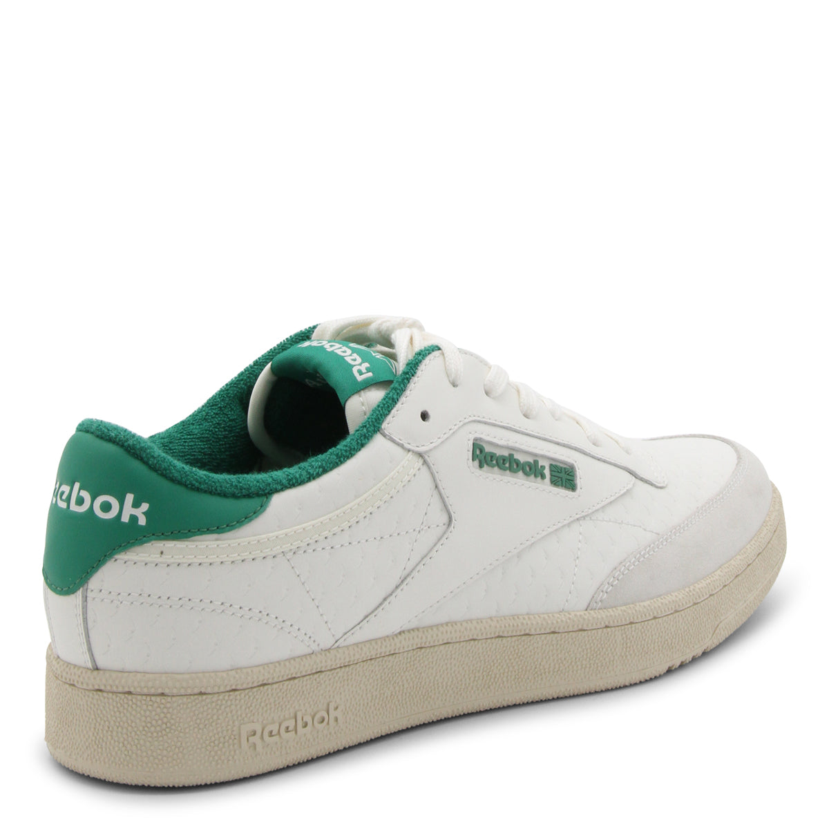 WHITE AND GREEN LEATHER SNEAKERS