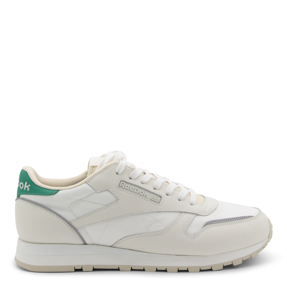 WHITE AND GREEN LEATHER SNEAKERS