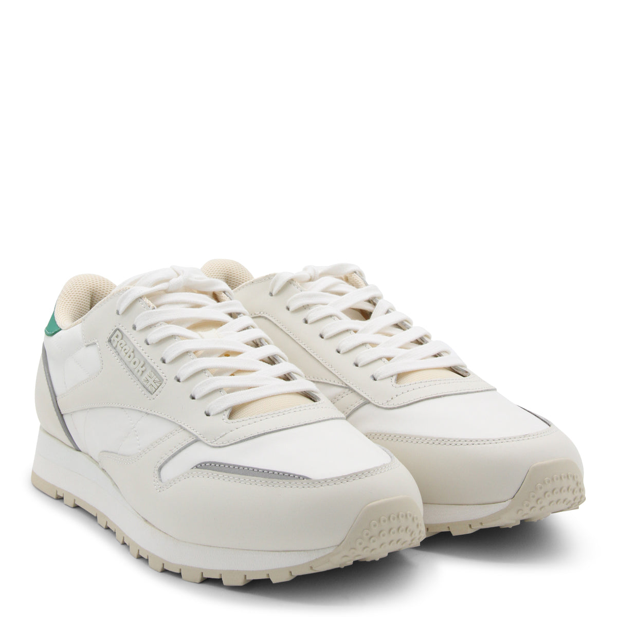 WHITE AND GREEN LEATHER SNEAKERS