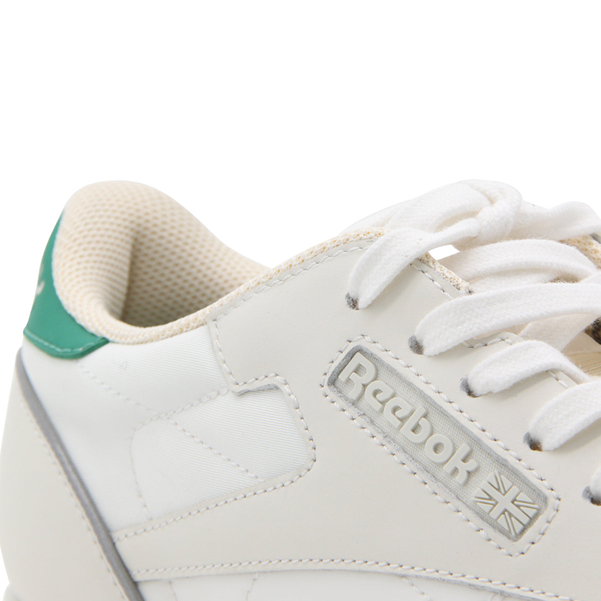 WHITE AND GREEN LEATHER SNEAKERS
