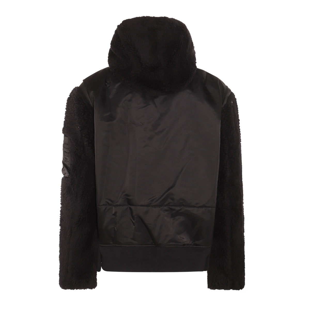 BLACK SHEAERLING BOMBER JACKET