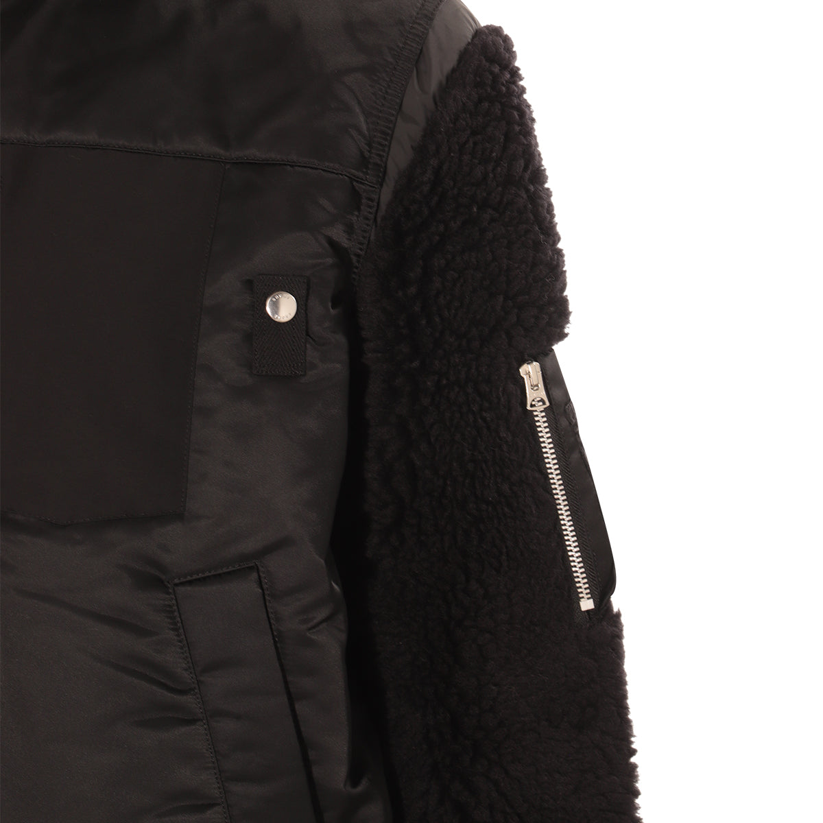 BLACK SHEAERLING BOMBER JACKET