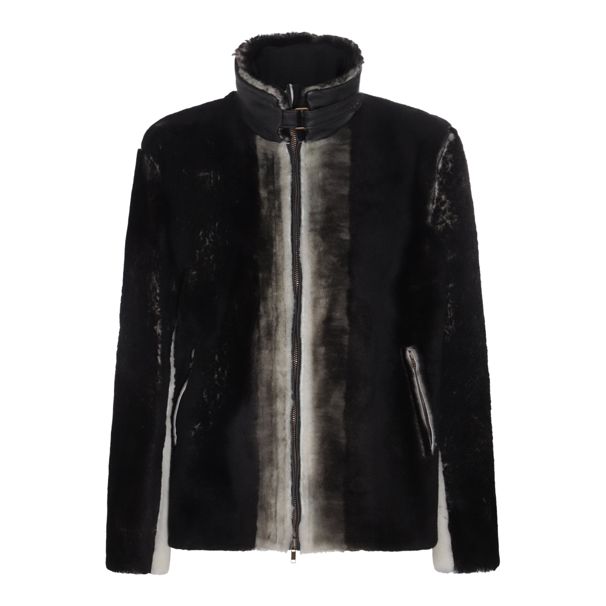 BLACK LEATHER DEGRADE JACKET