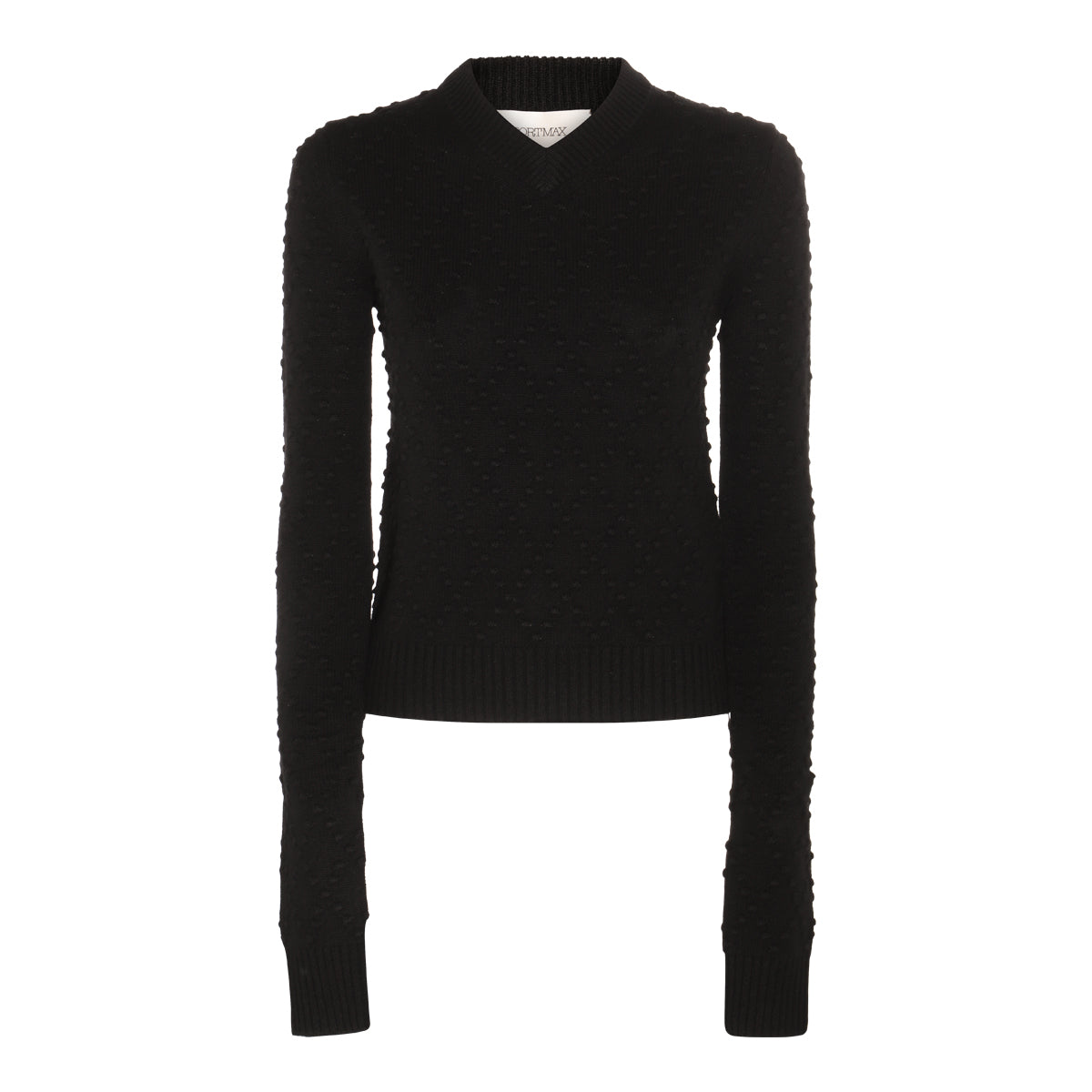 BLACK WOOL AND CASHMERE BLEND SALVE SWEATER