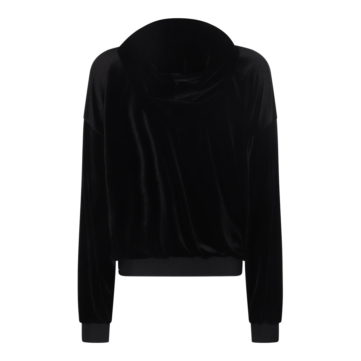BLACK STRETCH LUSTROUS VELOUR SWEATSHIRT