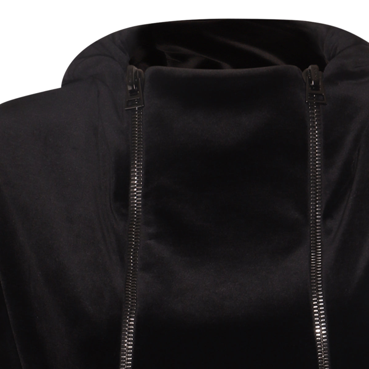 BLACK STRETCH LUSTROUS VELOUR SWEATSHIRT