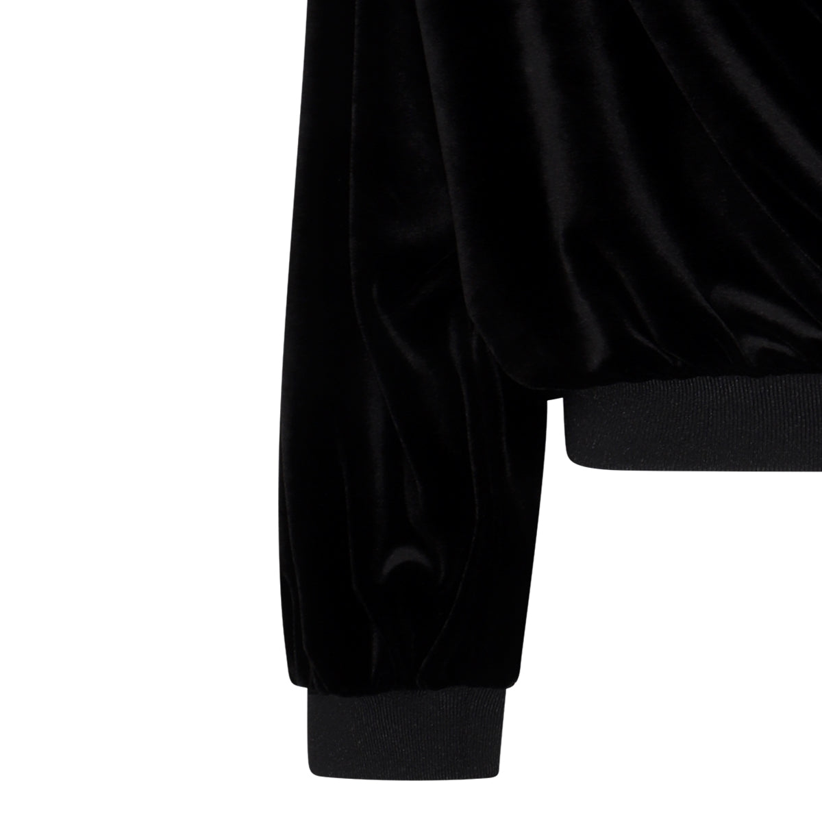 BLACK STRETCH LUSTROUS VELOUR SWEATSHIRT