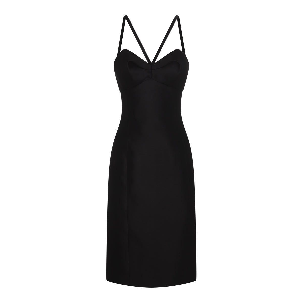 BLACK SILK MIDI DRESS