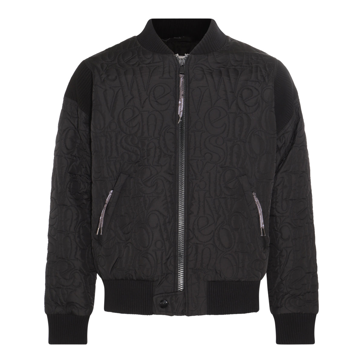 BLACK NYLON BOMBER CASUAL JACKET