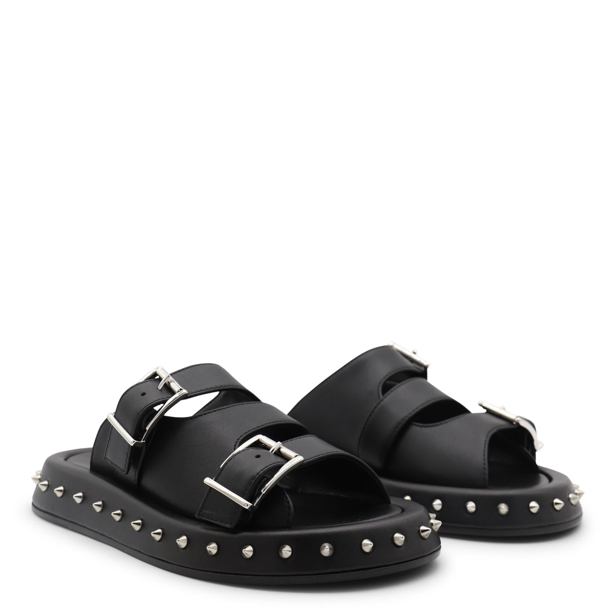 BLACK LEATHER SANDALS
