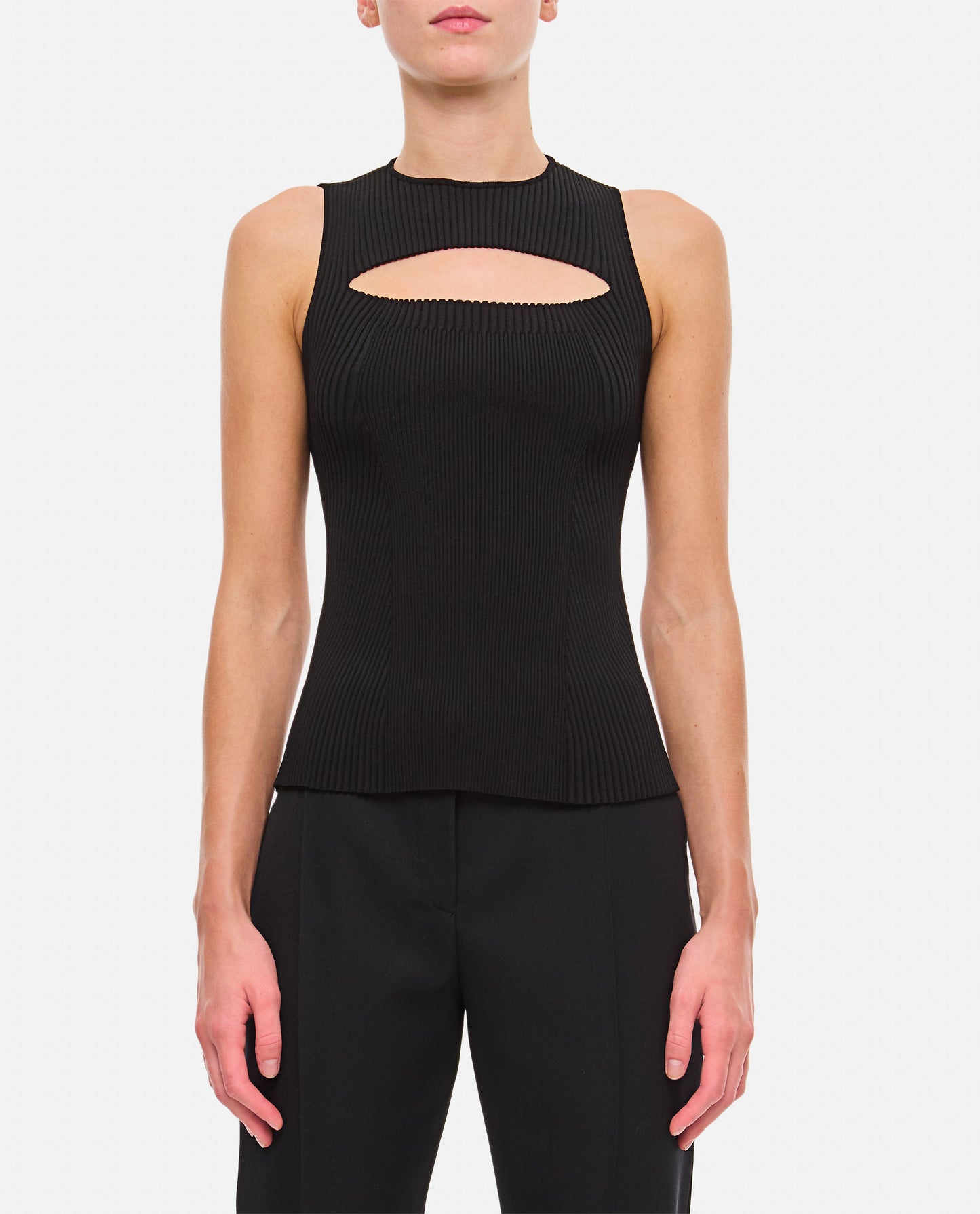 SLASHED KNIT SLEEVELESS TOP