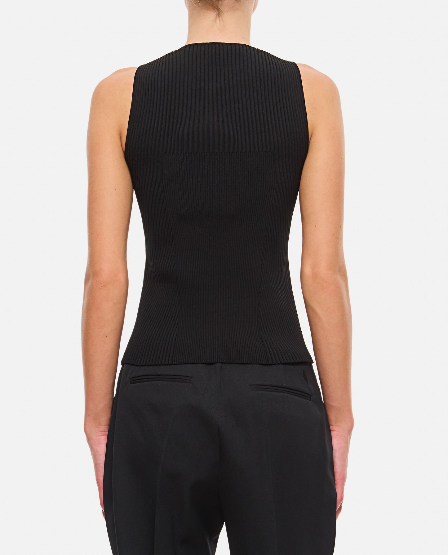SLASHED KNIT SLEEVELESS TOP