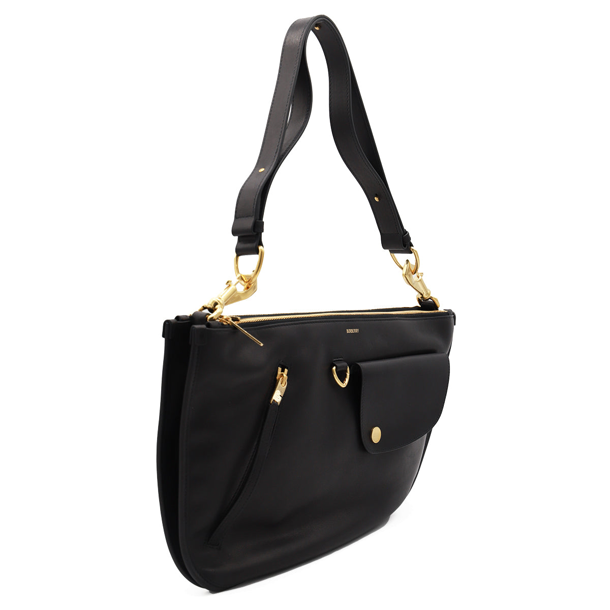 BLACK LEATHER SHOULDER BAG