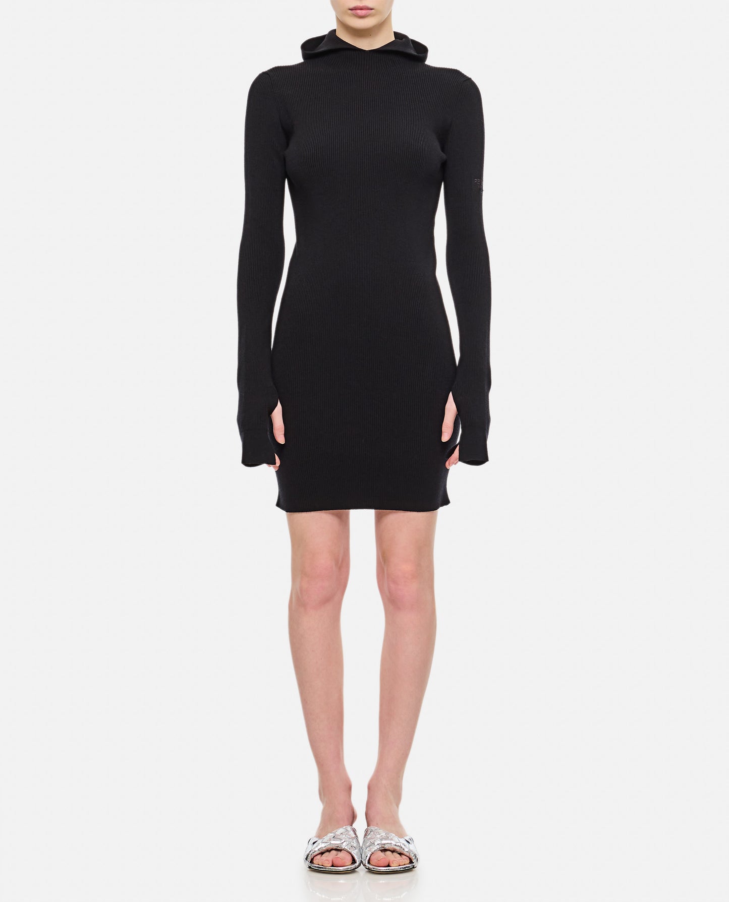 WOOL SILK RIBS MINI DRESS