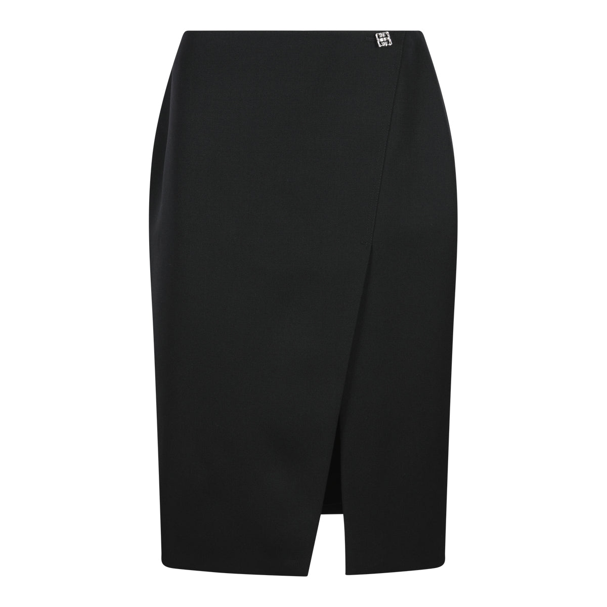 BLACK WOOL MIDI SKIRT