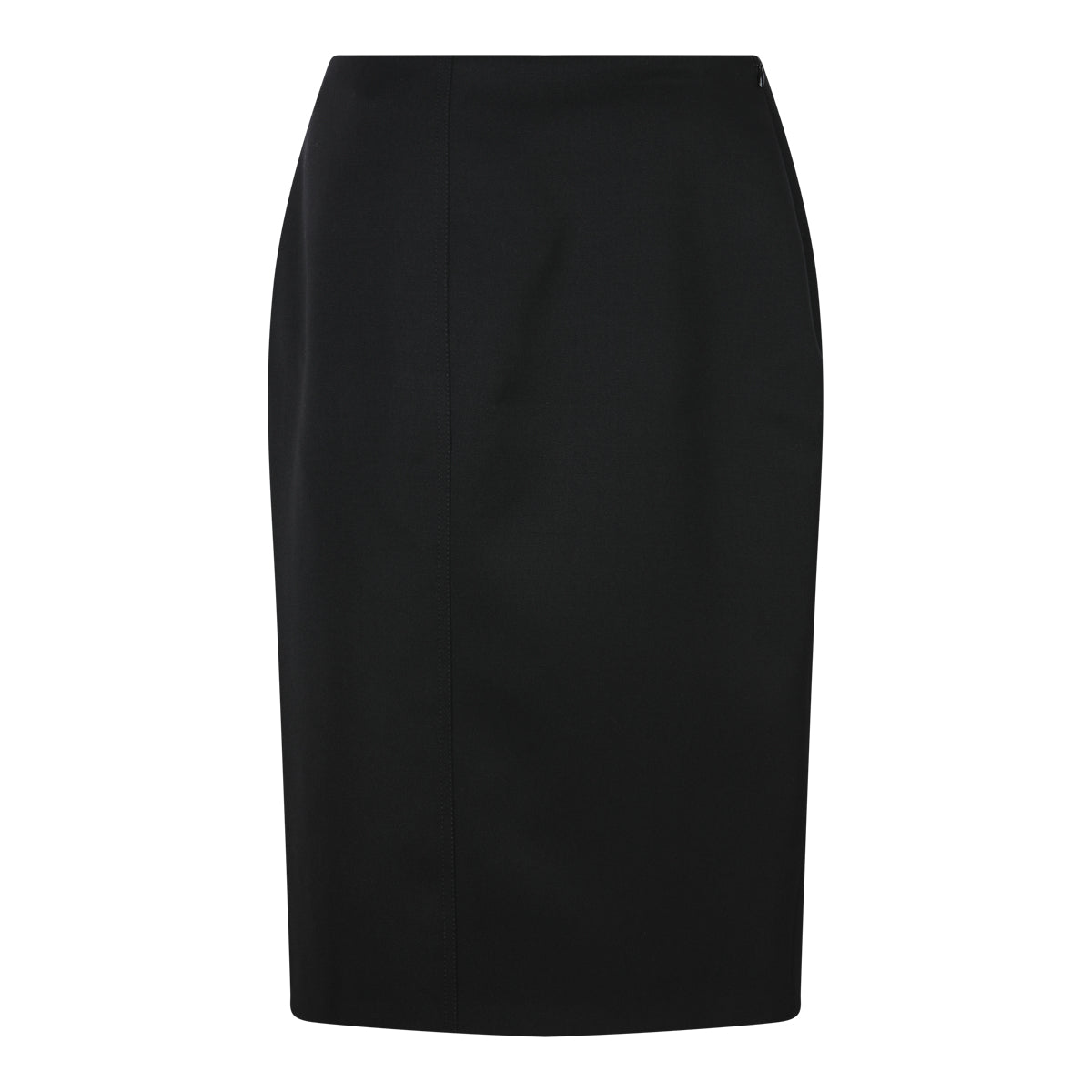 BLACK WOOL MIDI SKIRT