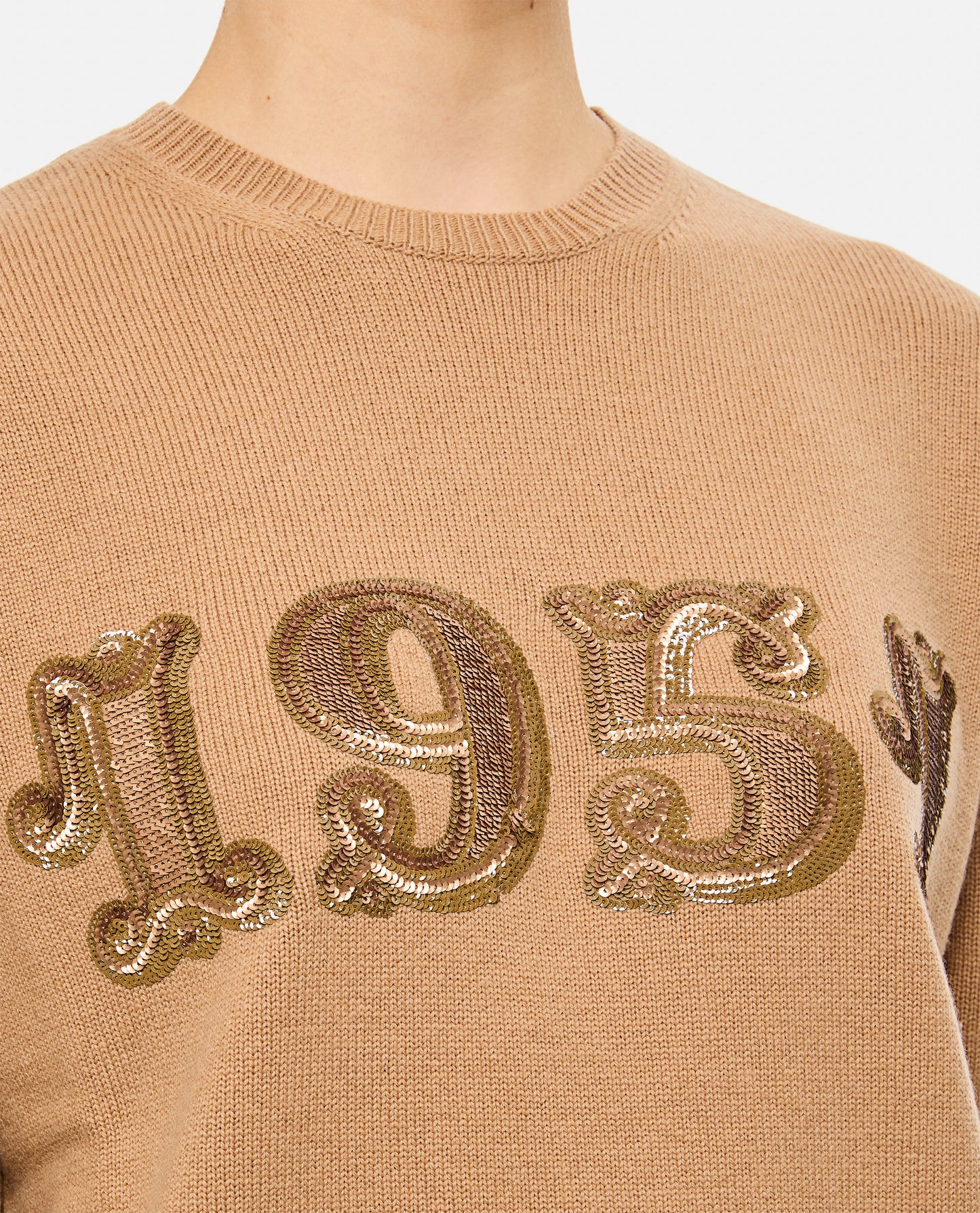 PLATA 1952 SEQUIN LOGO KNIT SWEATER