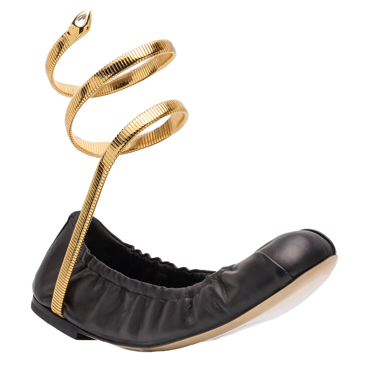 BLACK LEATHER FLATS