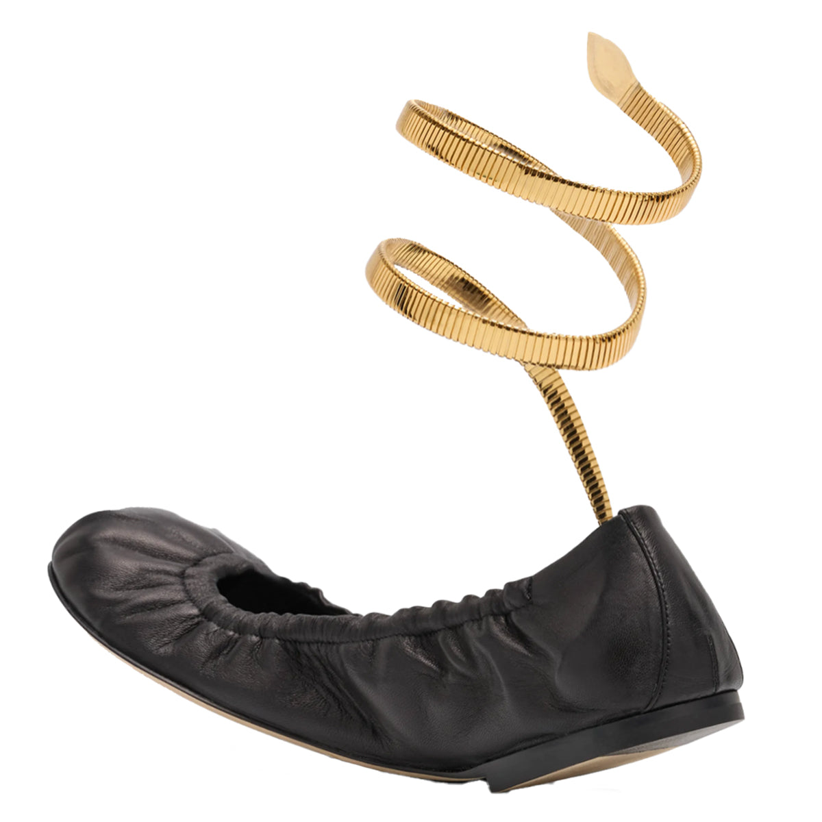 BLACK LEATHER FLATS
