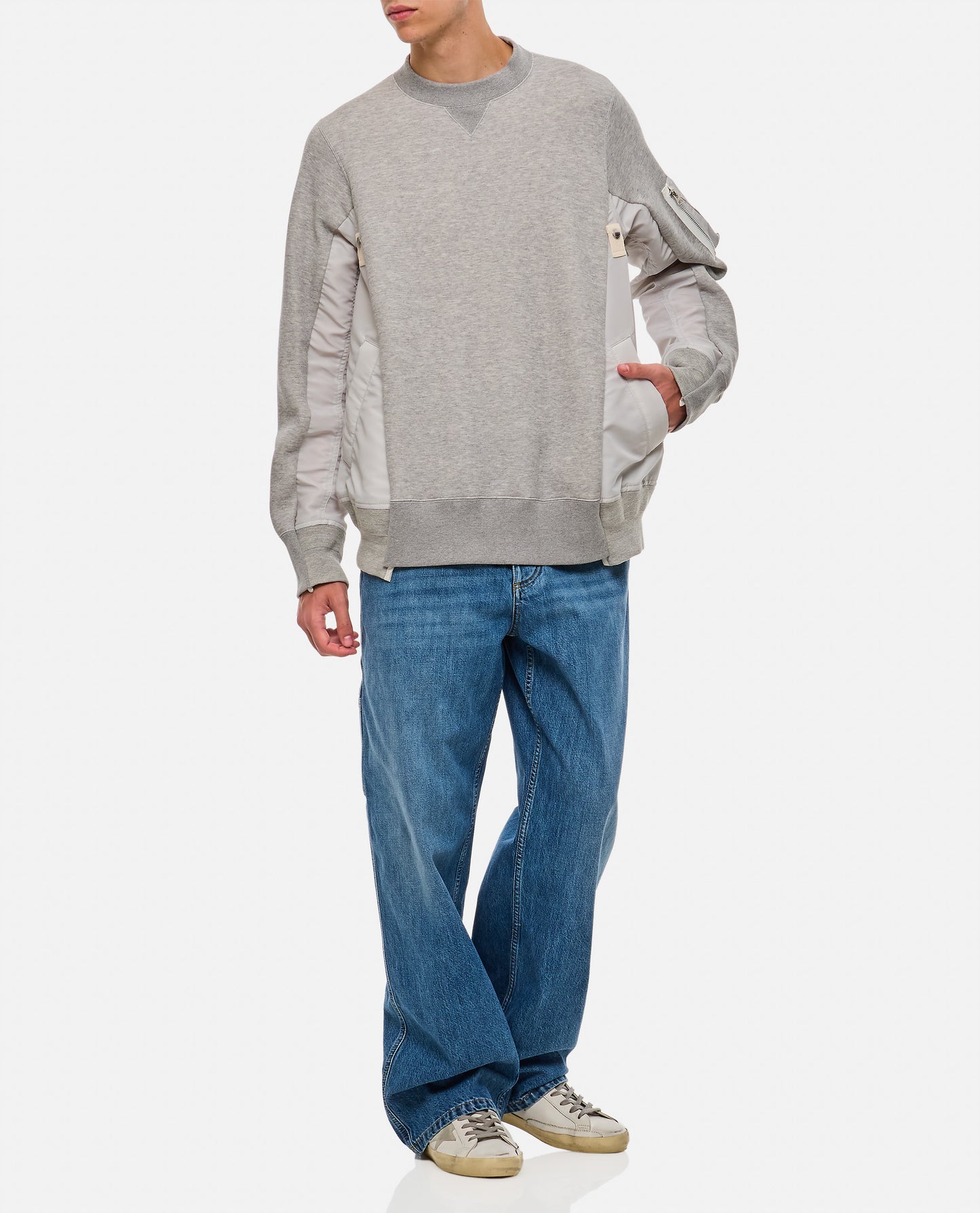 SPONGE SWEAT X NYLON TWILL PULLOVER