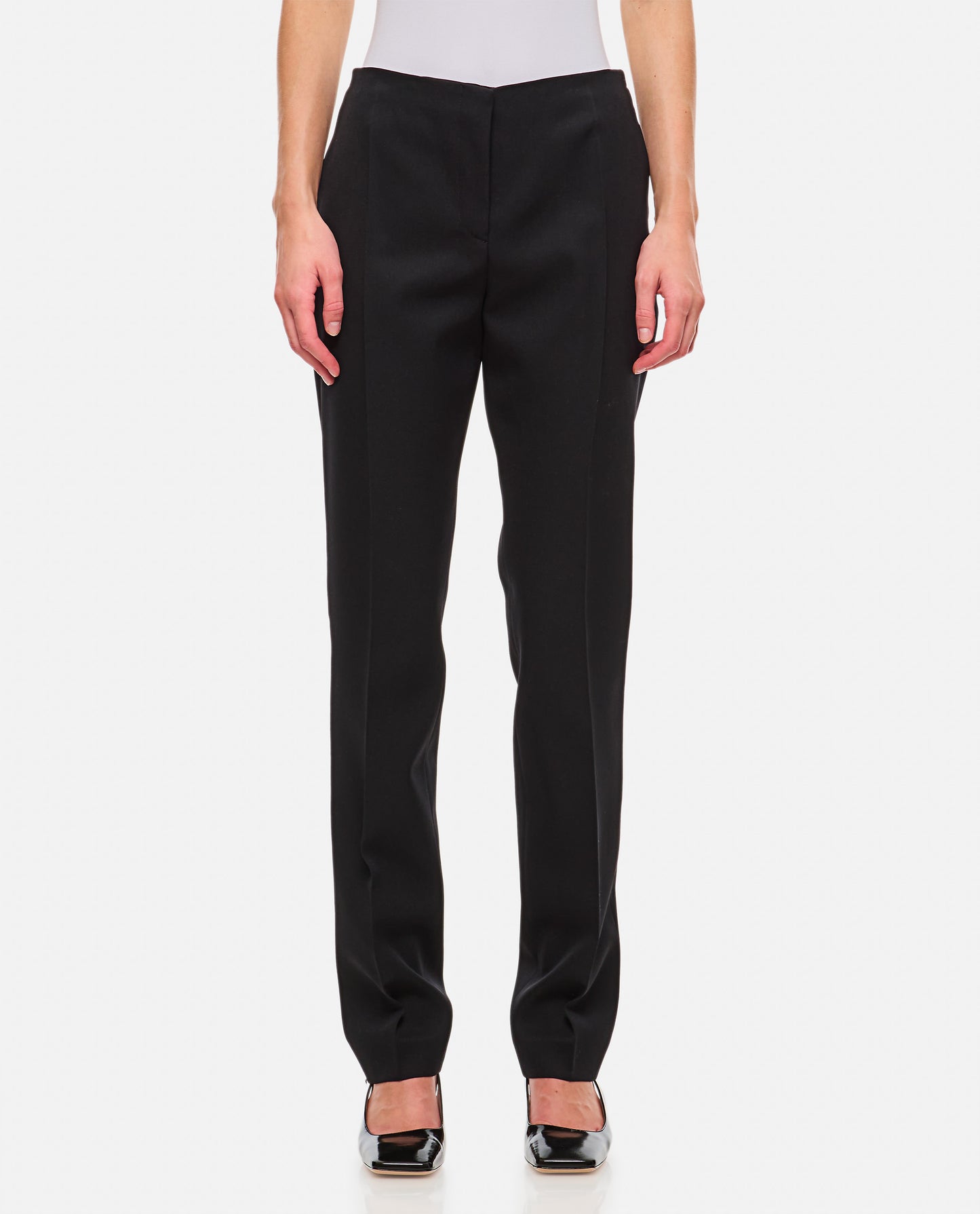WOOL GABARDINE STRAIGHT PANTS