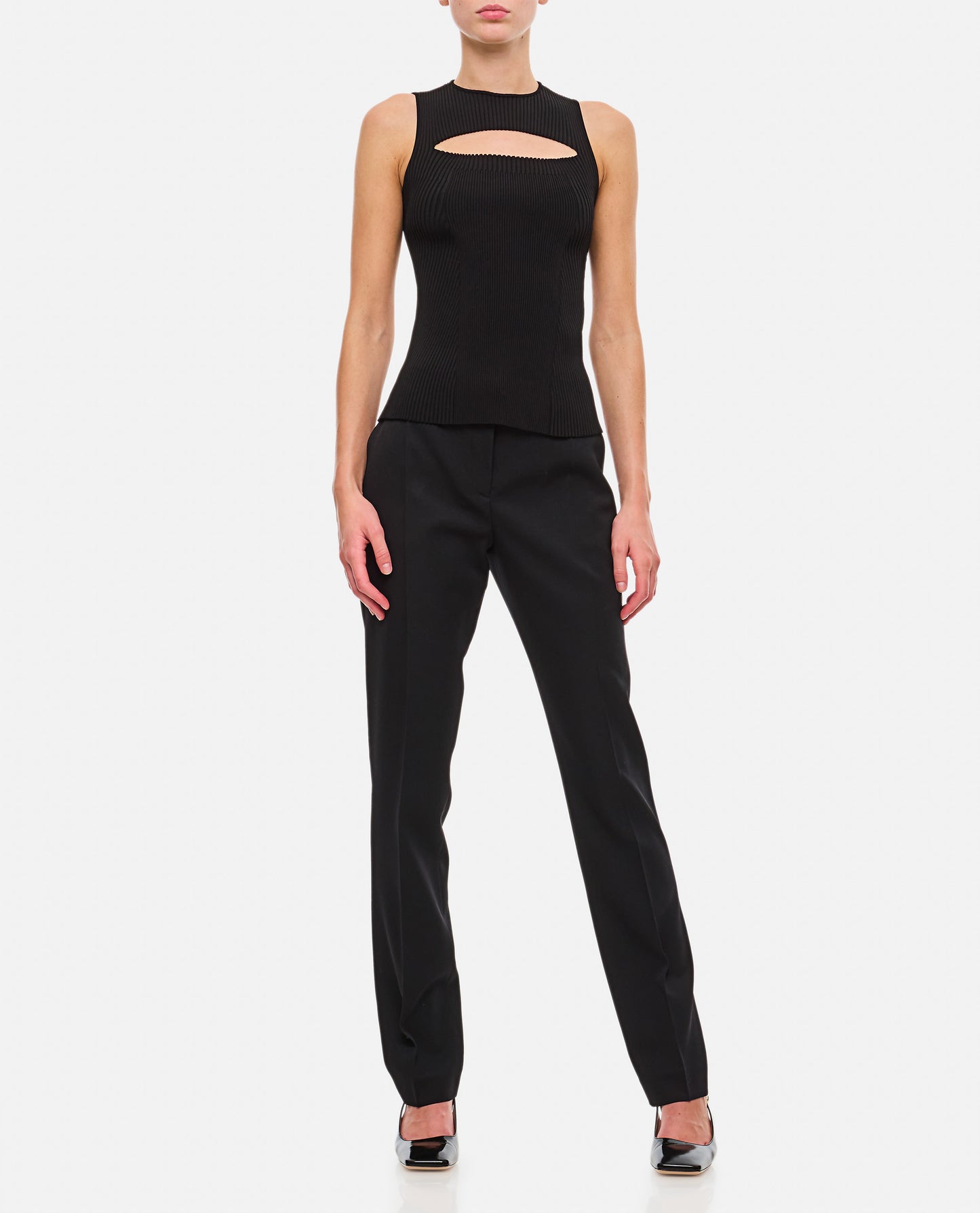 WOOL GABARDINE STRAIGHT PANTS