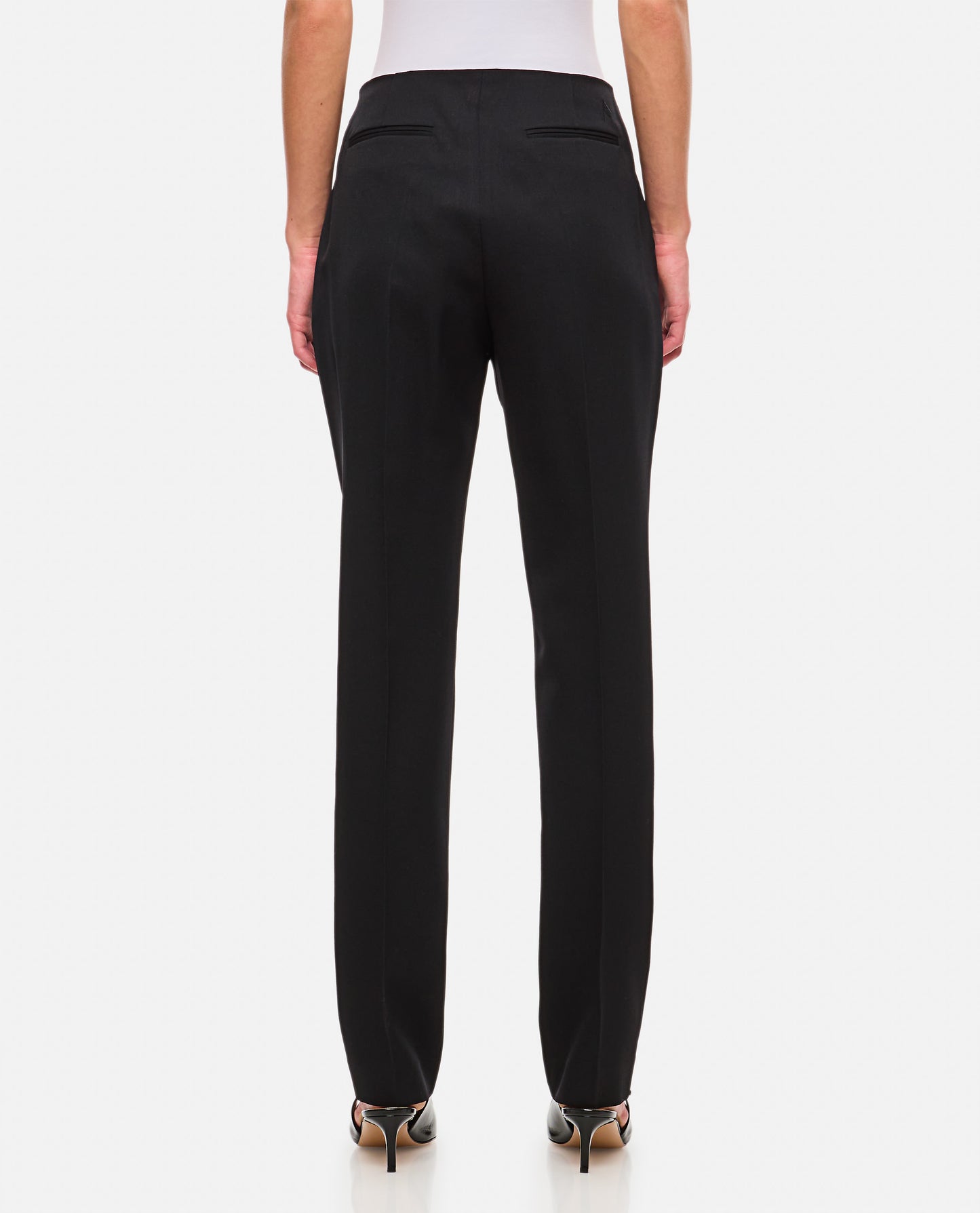 WOOL GABARDINE STRAIGHT PANTS